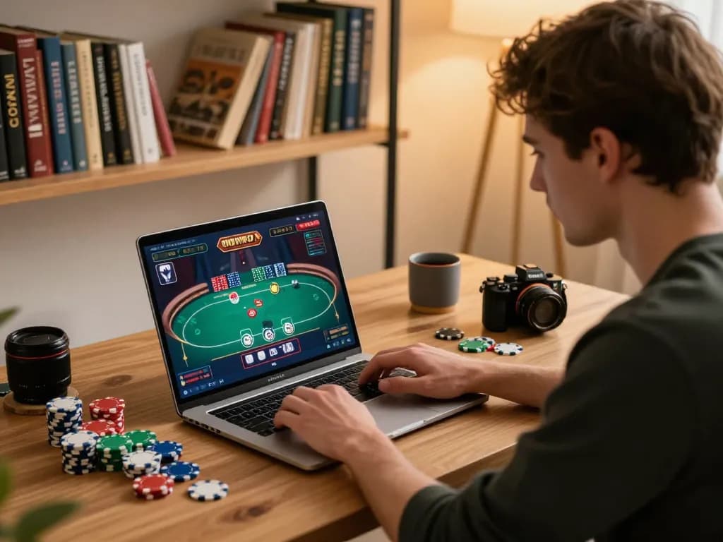 Player strategies for winning at llwin online poker in stylish home office.