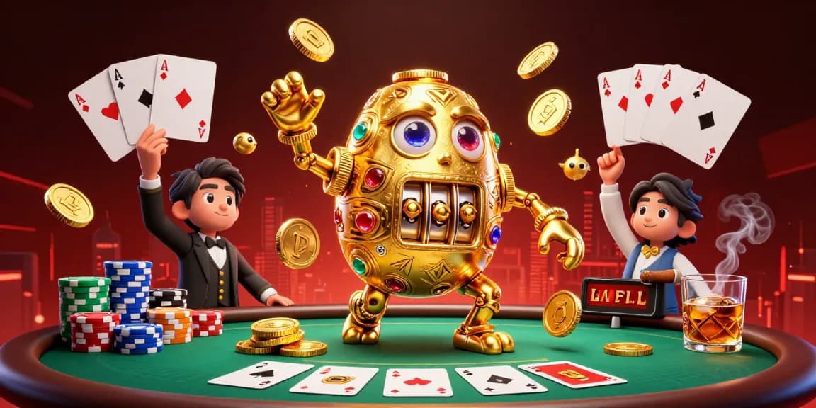 Experience the thrilling excitement of sky 88 with this vibrant casino scene featuring a magical golem.