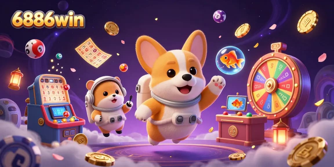 Experience the thrill of 6886win and its dynamic casino atmosphere with unique characters and vibrant game elements.
