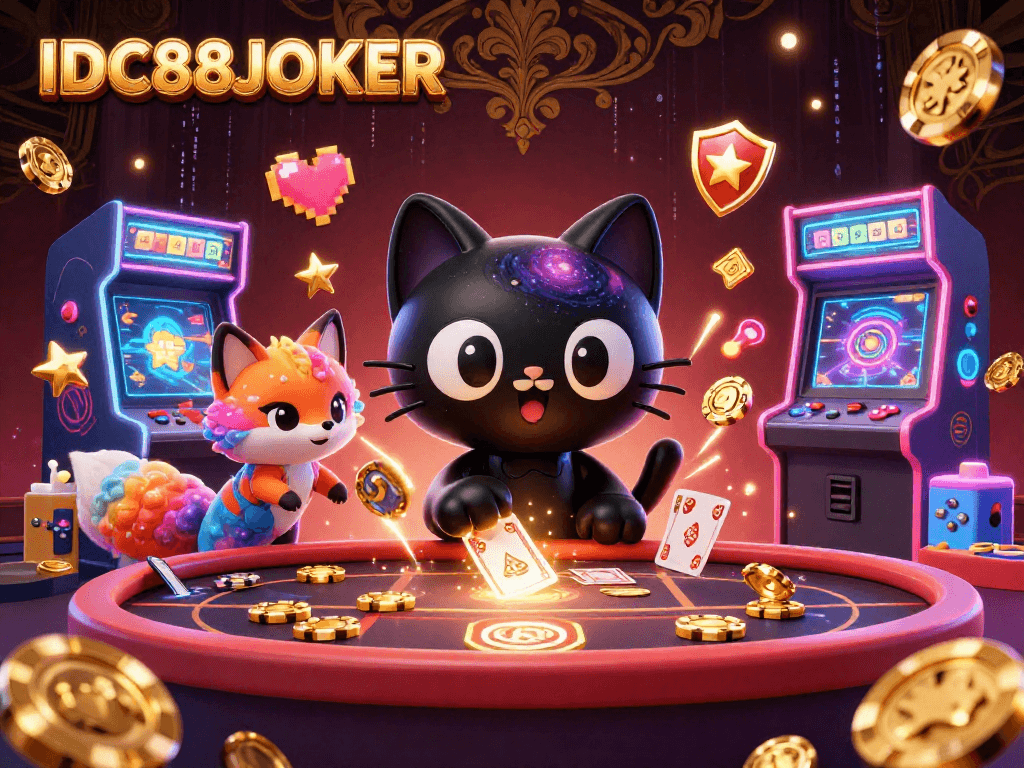 Join the cosmic adventure at IDC88JOKER, where a black hole cat and nebula fox play to win!