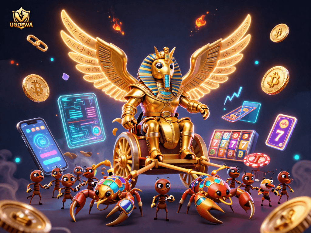 Experience thrilling gameplay with UGDEWA while witnessing a spectacular 3D casino scene.