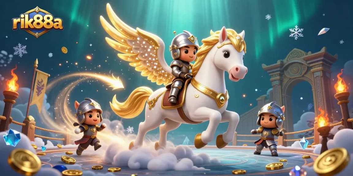 Join the thrilling action at rik88a with a celestial knight on a magical horse amidst dynamic betting elements.