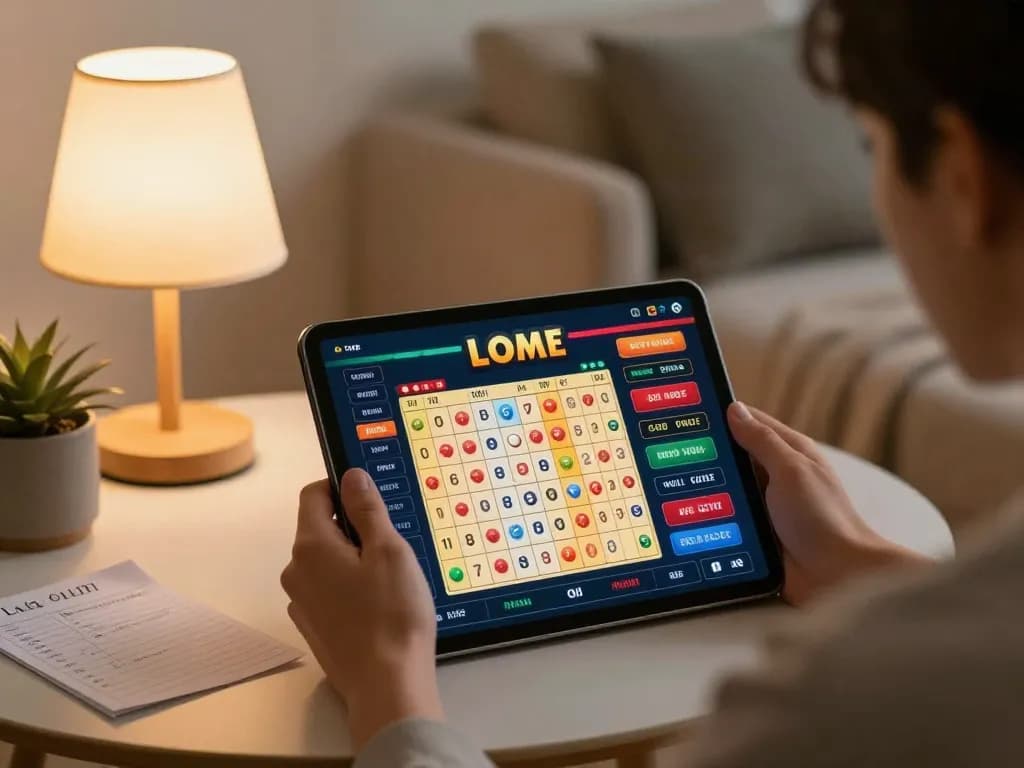 Engaging in đánh lô online with mobile device at home, showcasing betting strategies in comfortable setting