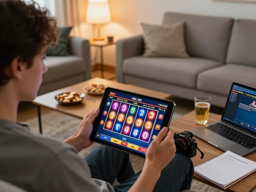 Players enjoying thrilling gameplay at vegasslot77 online casino from a cozy living room setting.
