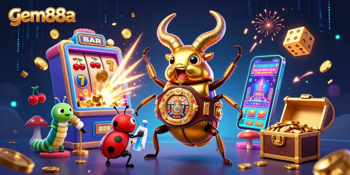 Experience gem88a's thrilling jackpot action with a vibrant 3D casino scene bursting with energy.