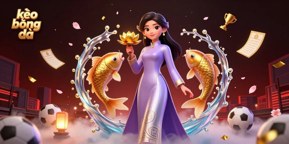 Place bets on kèo bóng đá while enjoying dynamic sports-themed illustration with vibrant details.
