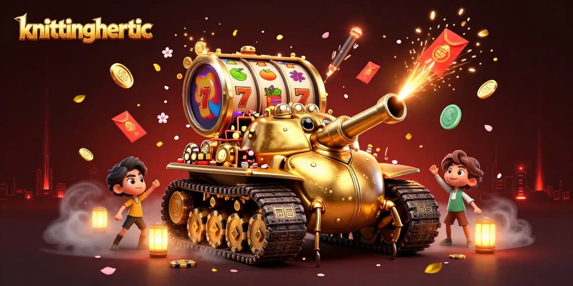 Engage with the knittingheretic's captivating casino world filled with slot machines and lucky coins.