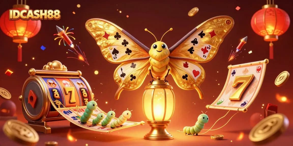 Engage with IDCASH88's captivating 3D casino scene featuring colorful slot elements and vibrant characters.