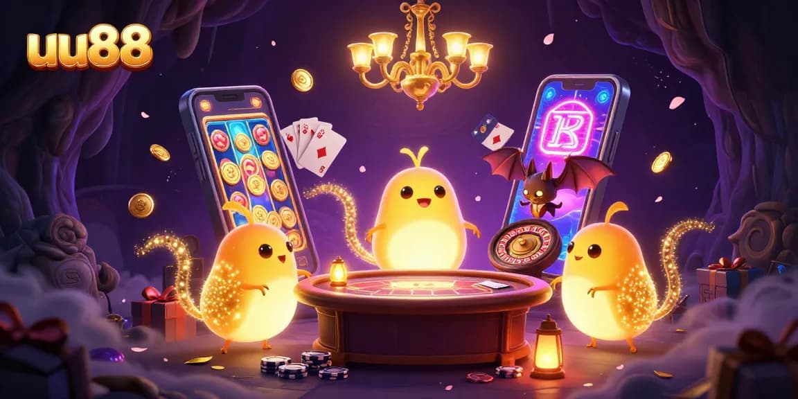 Experience thrilling gameplay at uu88 with glowing glowworms lighting a vibrant casino atmosphere.