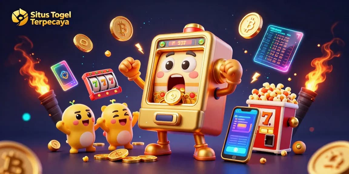 Experience the excitement of Situs Togel Terpercaya with a thrilling golden slot machine hitting the jackpot!