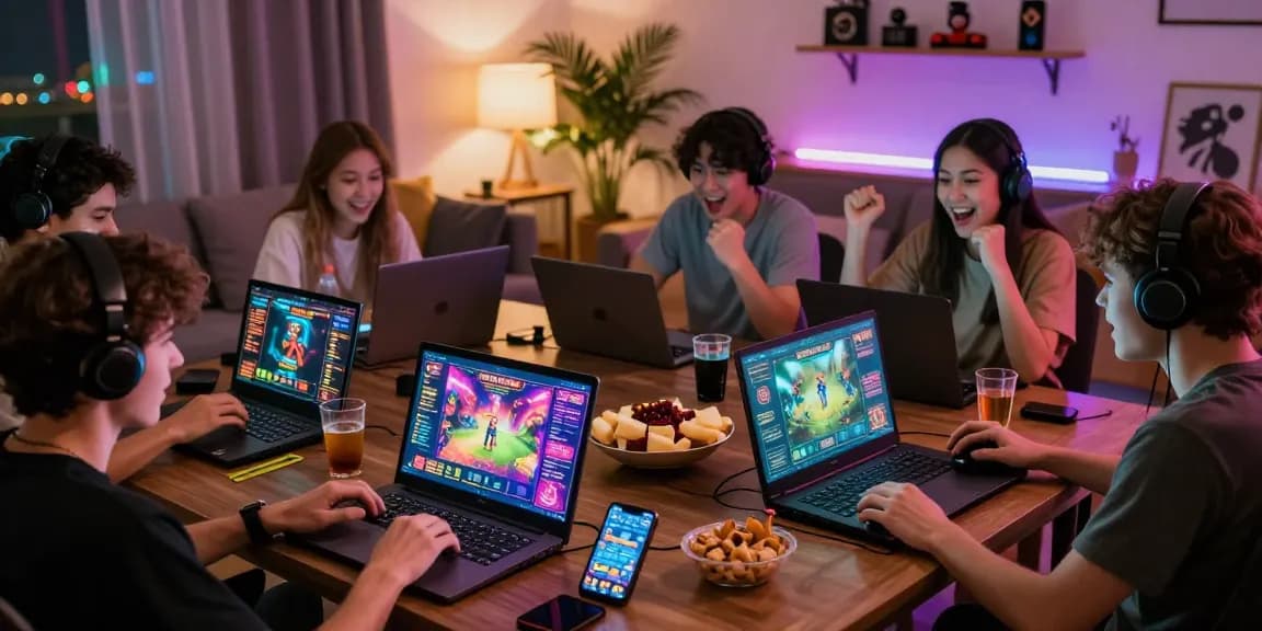 Friends enjoying an exciting gaming session featuring XX88 games in a lively atmosphere