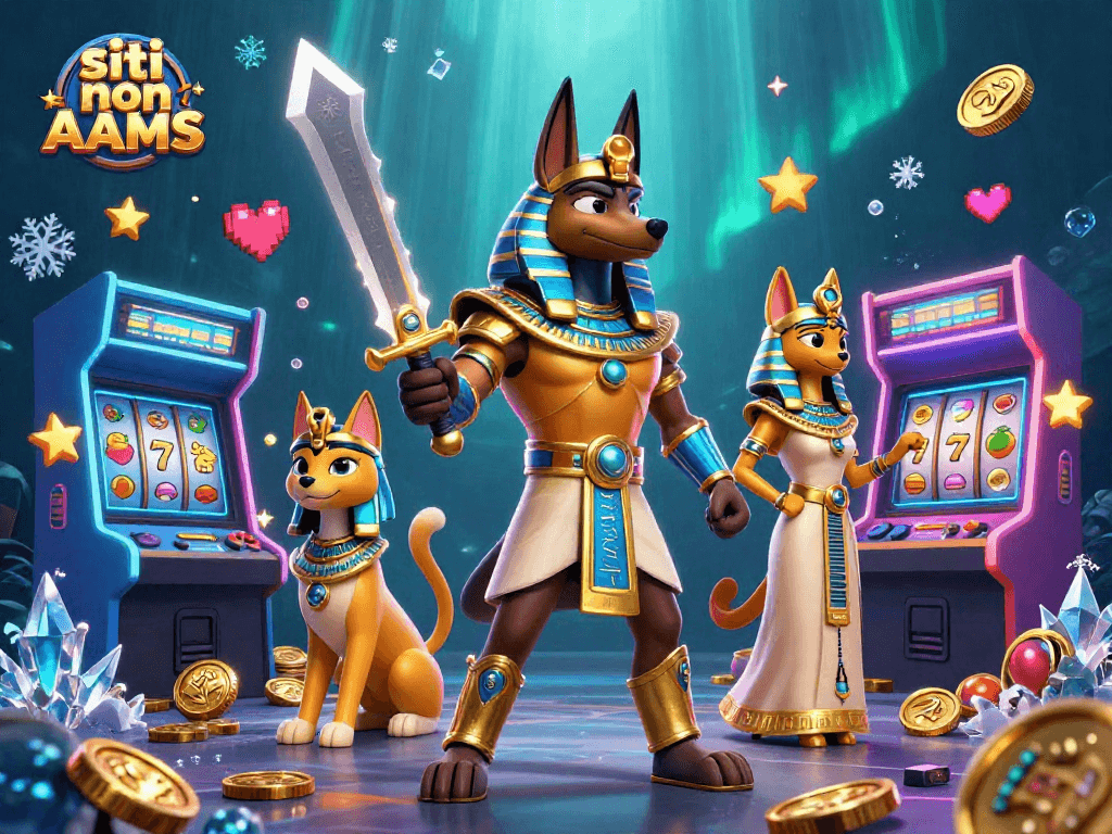 Gioca nei siti non AAMS con la cartone 3D di Anubi e Bastet in un casinò vivace.