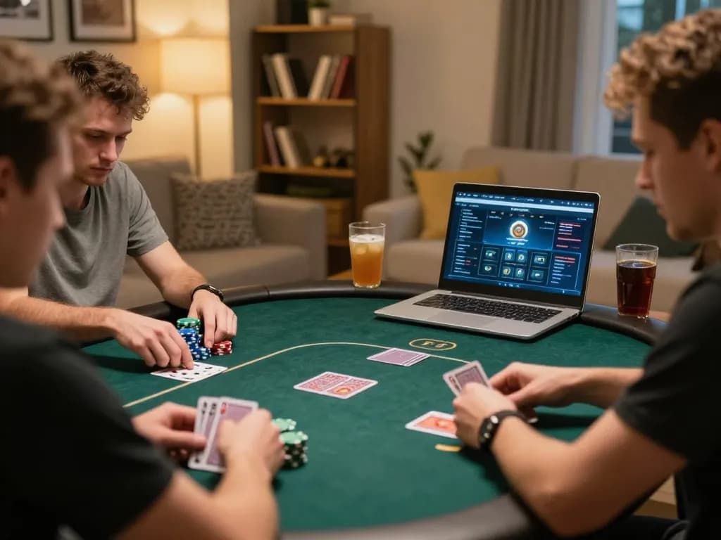 Players engaging in intense online poker game showcasing strategies on badak178 platform.