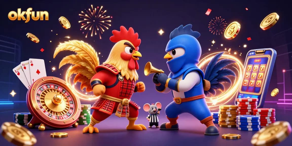 Engage with the excitement of okfun through thrilling gambling scenes featuring dramatic rooster standoffs.