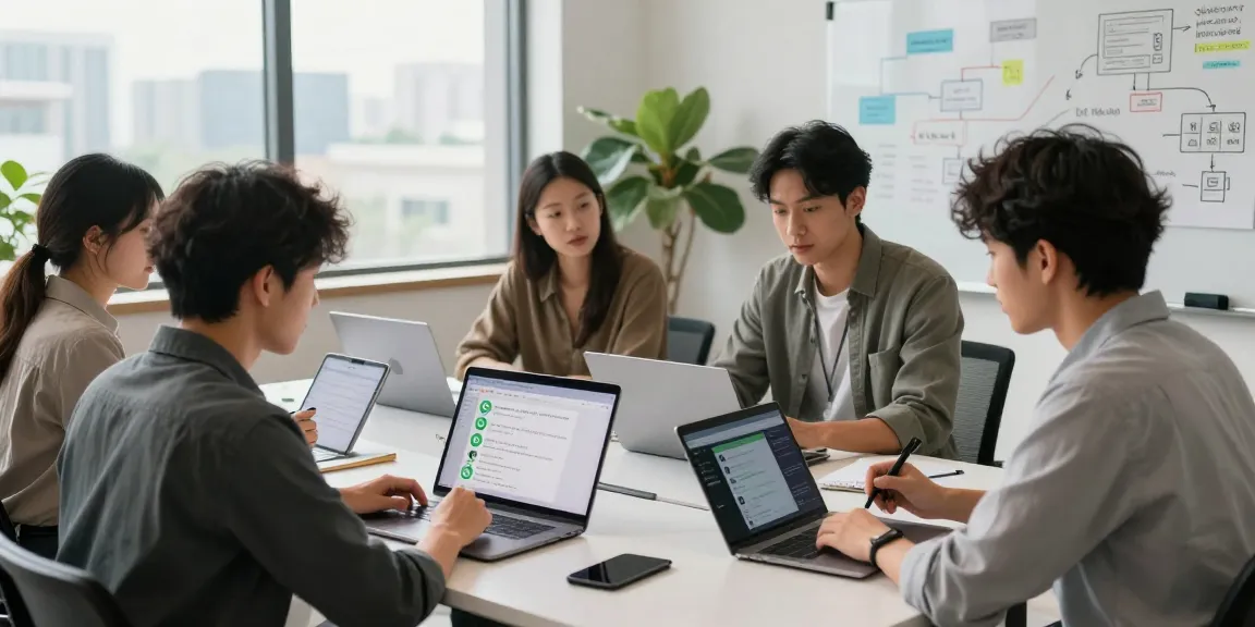 Collaboration over WhatsApp電腦版 in a modern office workspace with professionals showcasing its features.