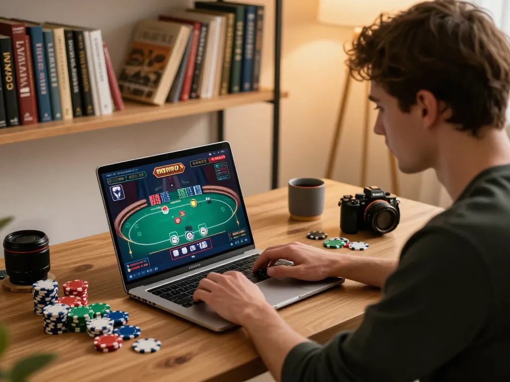 Player strategies for winning at llwin online poker in stylish home office.