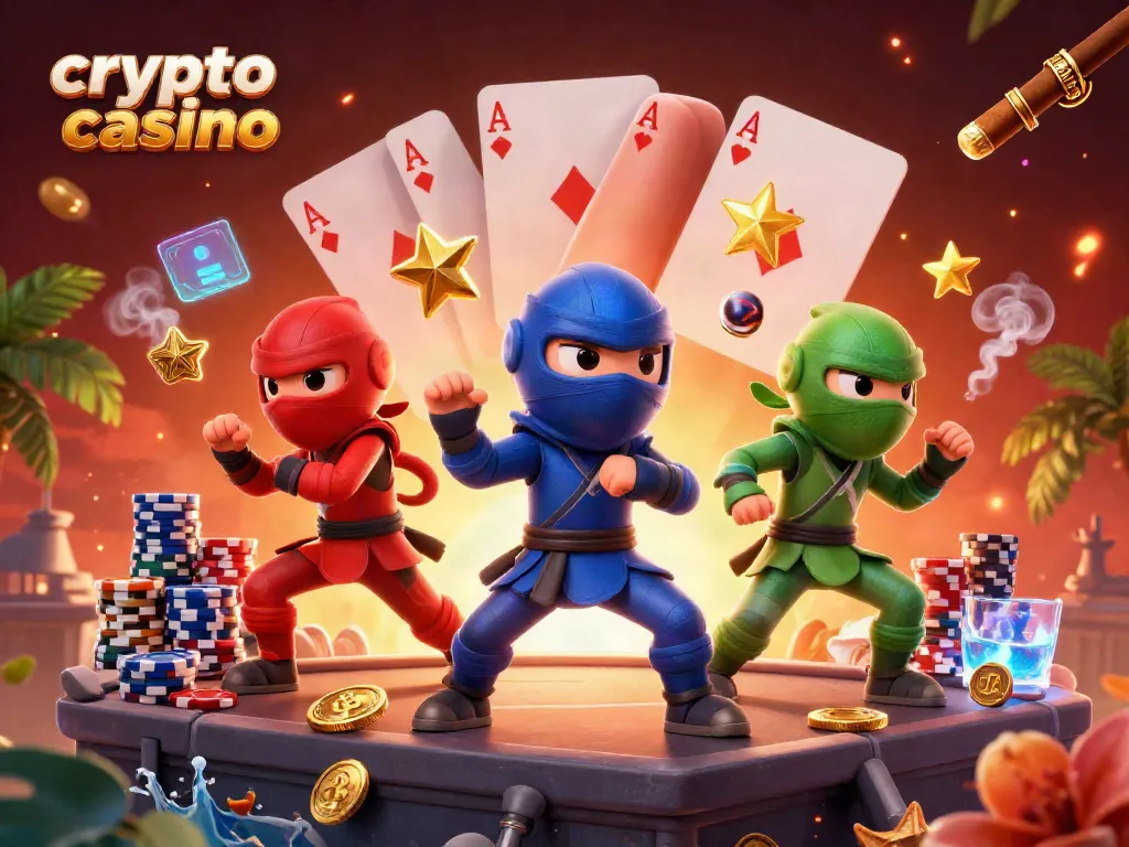 Gioca nei migliori crypto casino circondato da camaleonti ninja e monete Bitcoin.
