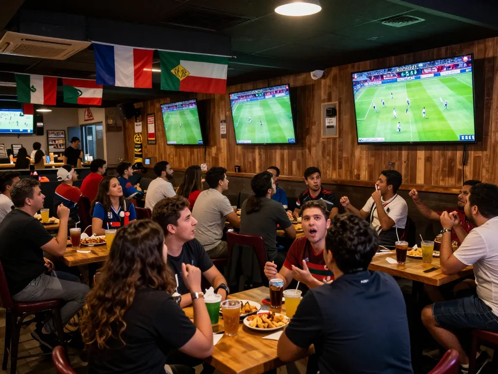 Fans engaging passionately in sports betting during worldcup2026 matches at a lively sports bar