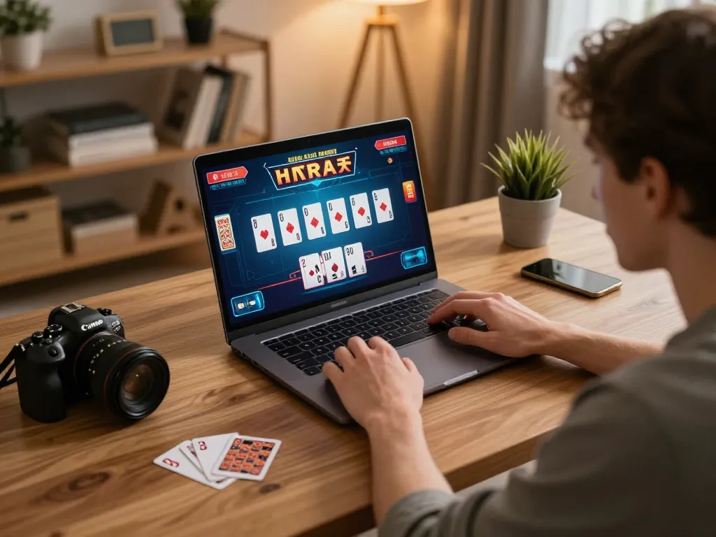 Player engages with gg88 com on laptop, showcasing excitement in online gambling