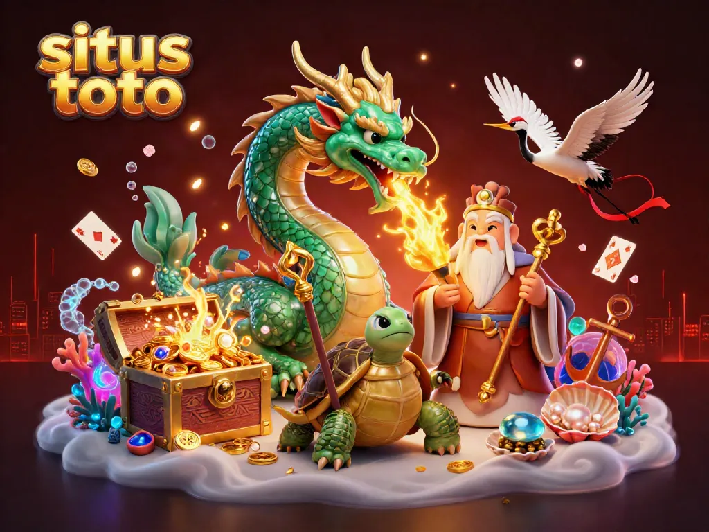 Experience thrilling gameplay with situs toto featuring a magical dragon, turtle sage, and lucky cranes.