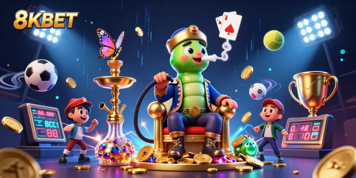 Engage in thrilling gaming at 8KBET, highlighted by an amazing 3D illustration, showcasing excitement and vibrant casino action.