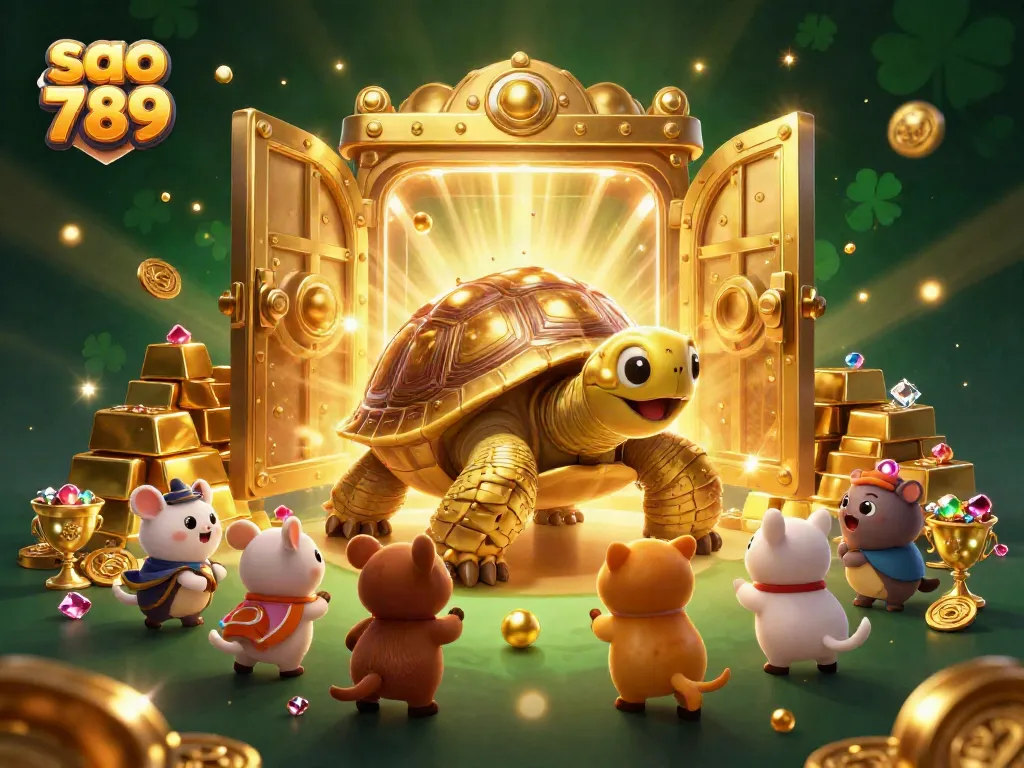 Experience the excitement of sao 789 with a vibrant scene featuring golden treasure and a playful atmosphere.