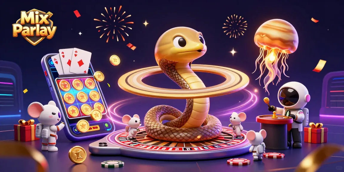 Betting on Mix Parlay with animated characters in a vibrant cosmic casino scene