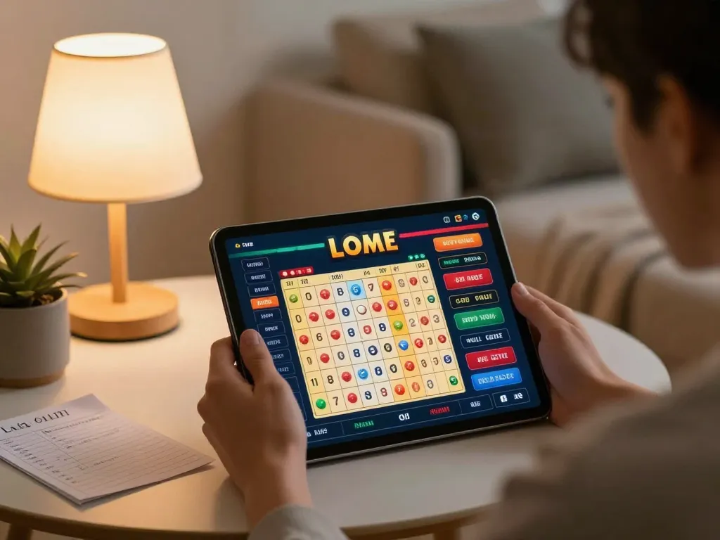 Engaging in đánh lô online with mobile device at home, showcasing betting strategies in comfortable setting