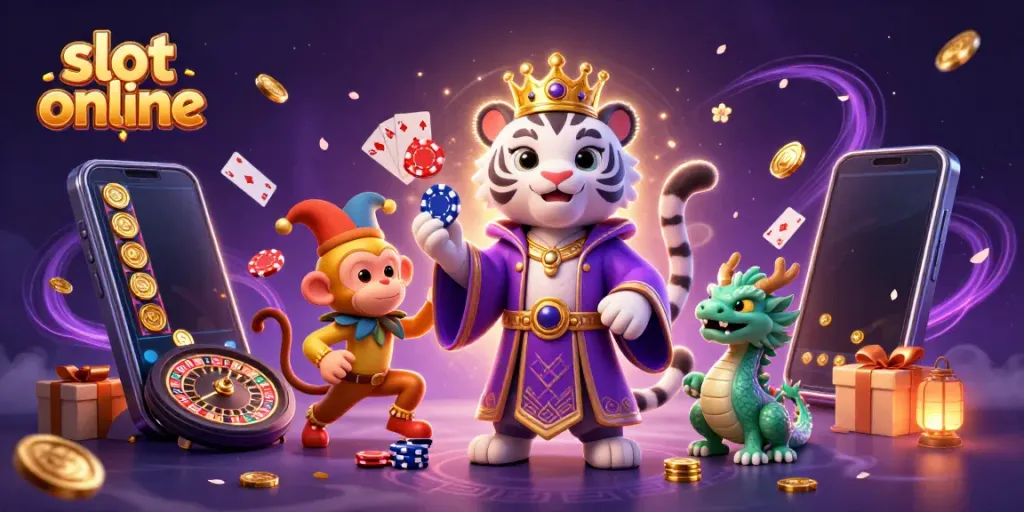 Experience thrilling slot online action with captivating characters in a vibrant, enchanted casino scene.