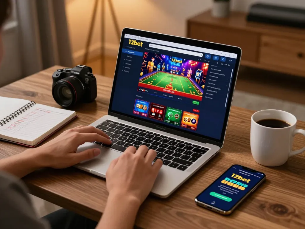 Người dùng hấp dẫn khám phá các tùy chọn trò chơi trực tuyến 12bet trên laptop trong một không gian thoải mái, nhấn mạnh việc đặt cược chiến lược.