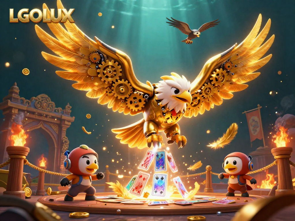 Experience the thrill of LGOLUX slots in a vibrant casino scene filled with golden details.