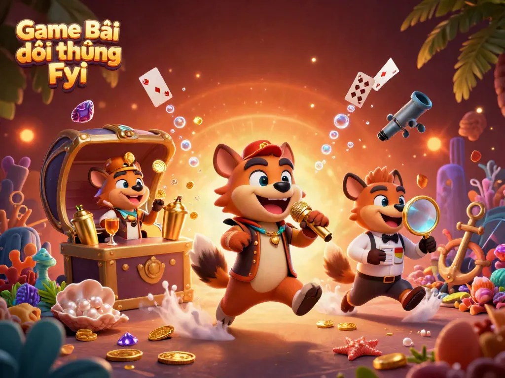 Game Bài Đổi Thưởng Fyi vibrant casino scene with hyenas entertaining at a comedy club.