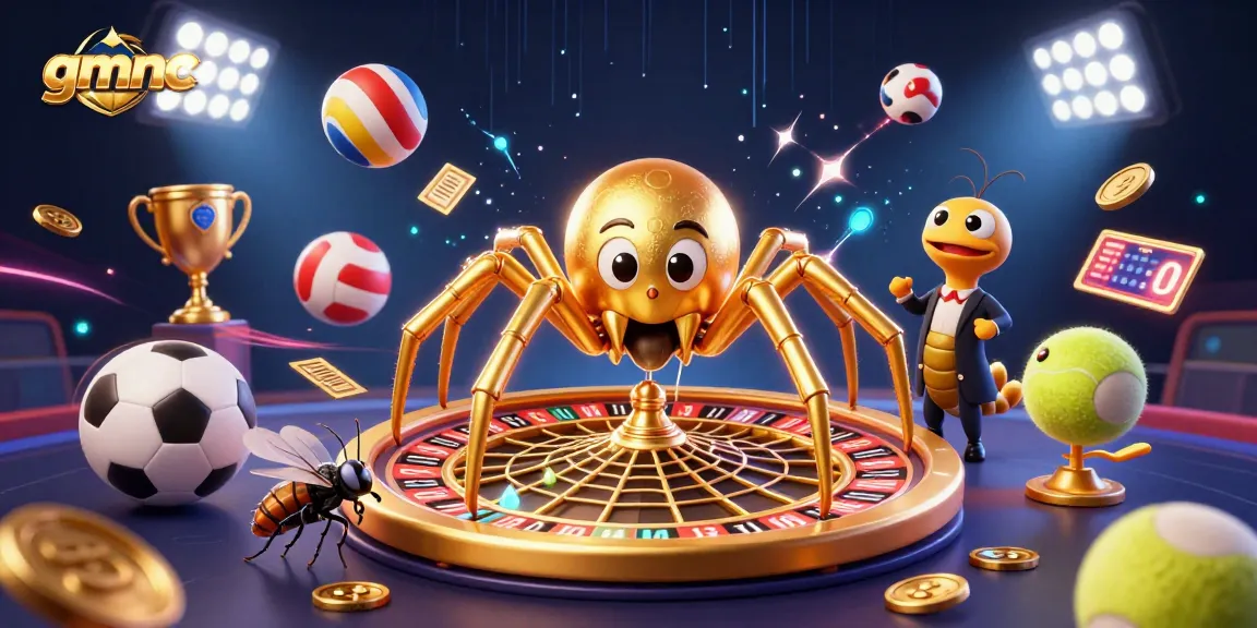 Engage with gmnc as a golden spider weaves a roulette web, embodying the gambling experience.