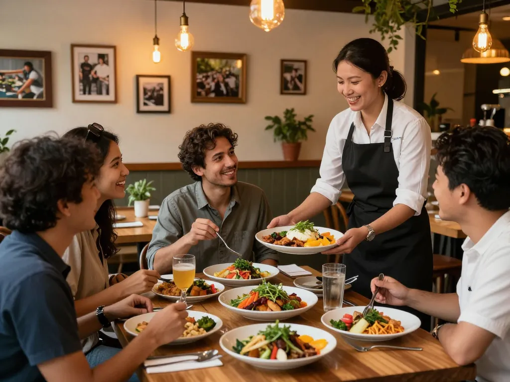 Enjoying a delightful dining experience at Pokerseri with fresh dishes and vibrant atmosphere.