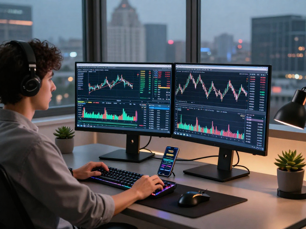 Configuración de trading en tiempo real con Immediate Edge y gráficos de criptomonedas.