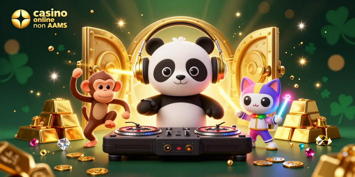 Scopri il mondo dei casino online non AAMS con un panda DJ e tesori scintillanti.