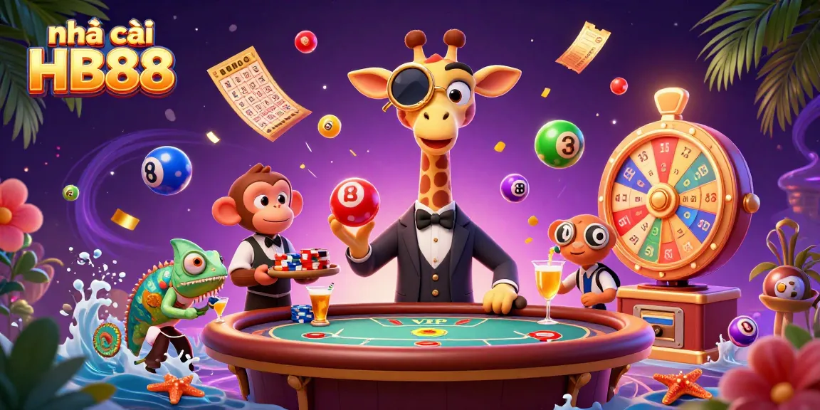 Experience the excitement at nhà cái HB88 with a vibrant casino scene featuring dynamic characters and elements.