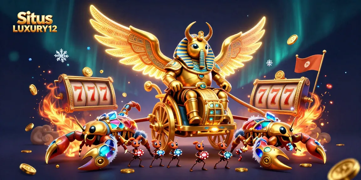 Experience thrilling wins at Situs LUXURY12 with dazzling slot reels and lively chariot races.