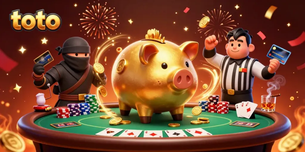 Experience thrilling toto action with a golden sumo wrestler and dynamic casino elements, showcasing winning moments.