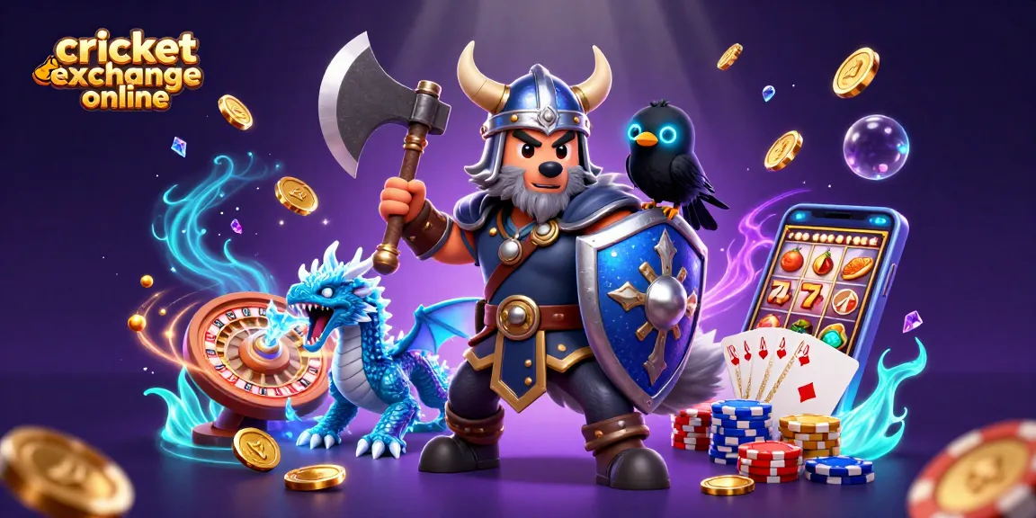 Experience thrilling play with cricket exchange online, showcasing vibrant 3D characters in an epic casino atmosphere.
