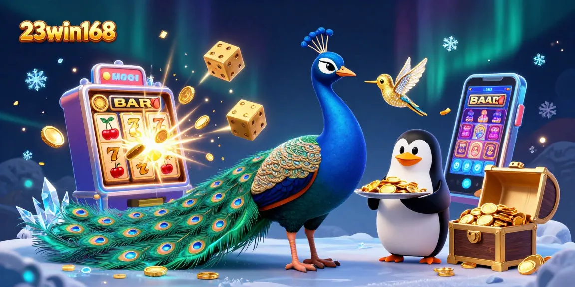 Experience the thrill of gaming at 23win168 with vibrant slot machines and colorful characters.