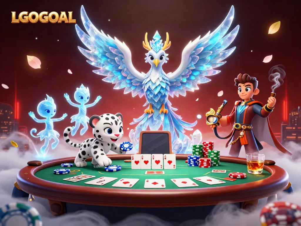 Experience the dynamic gaming world of LGOGOAL, featuring vibrant characters and thrilling poker elements.