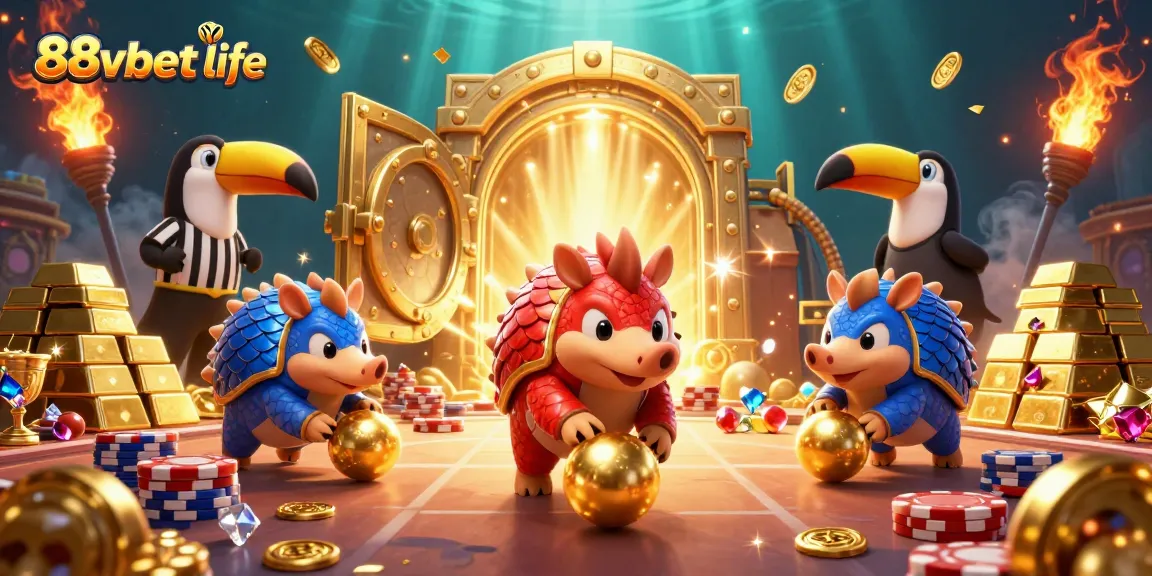Experience thrilling gameplay at 88vbet life with rival pangolins in a vibrant casino scene.