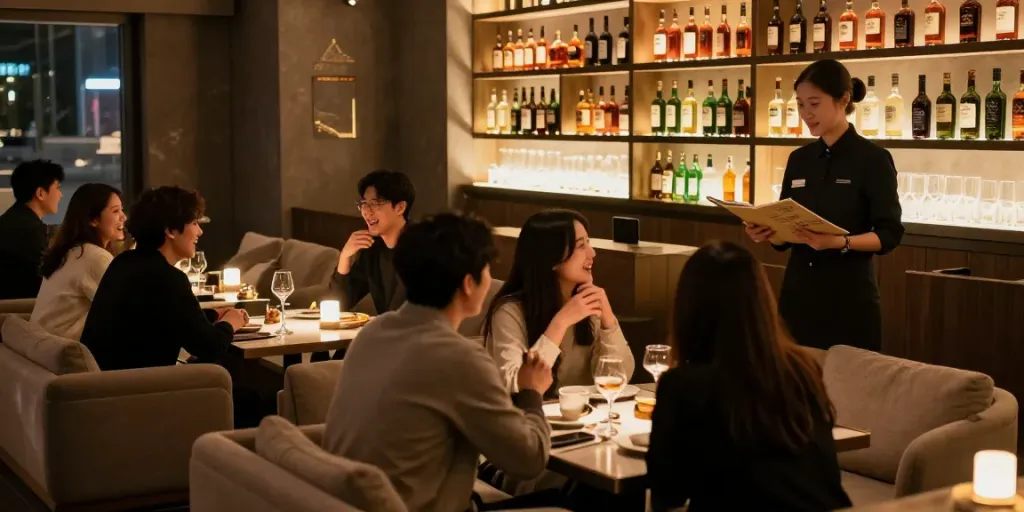 강남 타이밍에서 고객들이 편안하게 즐기는 화려한 유흥 공간 모습