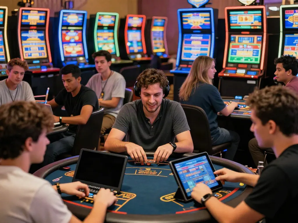 Engaged players enjoying various games in a vibrant online gambling environment at Net88.