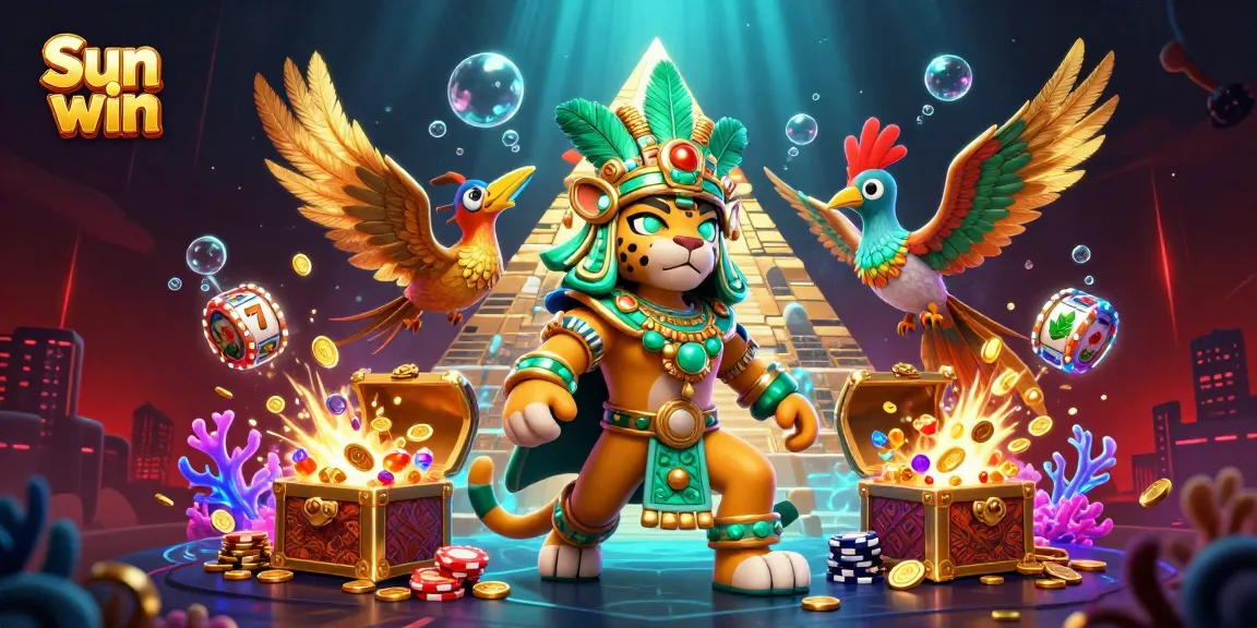 Experience the excitement of Sun win with vibrant casino theme, showcasing lively game elements and unique characters.