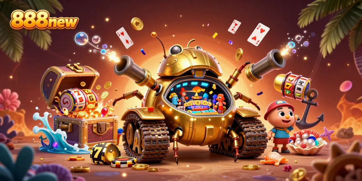 Experience the excitement of 888new's casino games packed in a dynamic underwater scene filled with treasure and excitement.