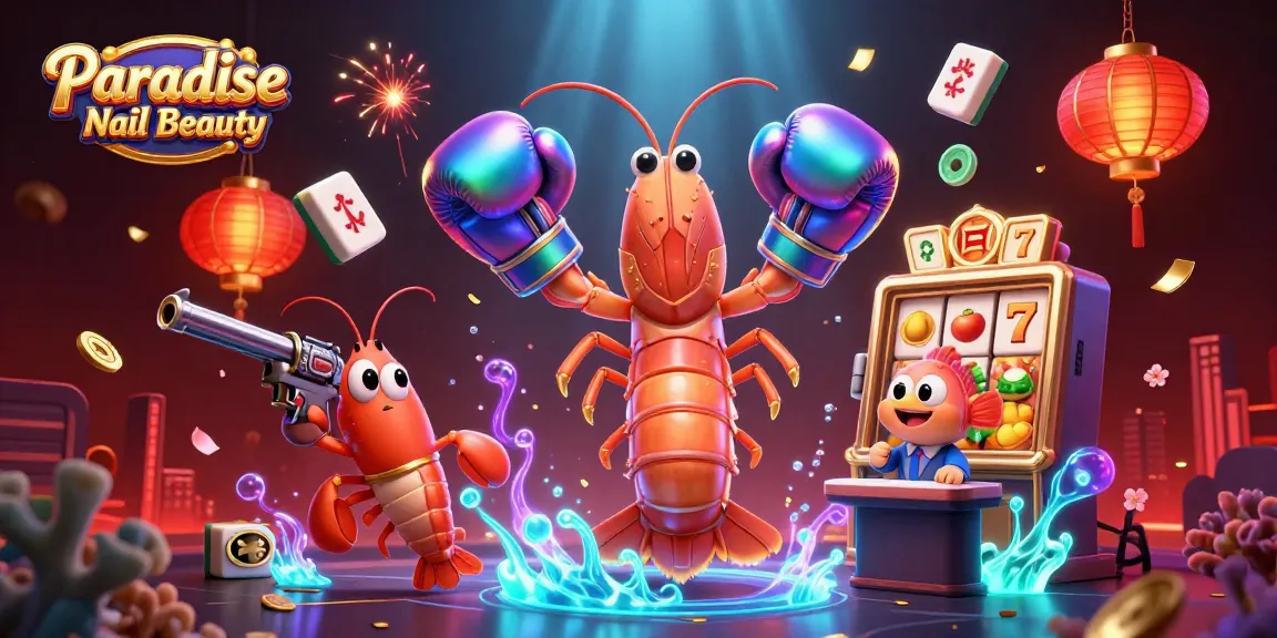 Paradise Nail Beauty showcases a vibrant 3D casino scene filled with action and lucky symbols.