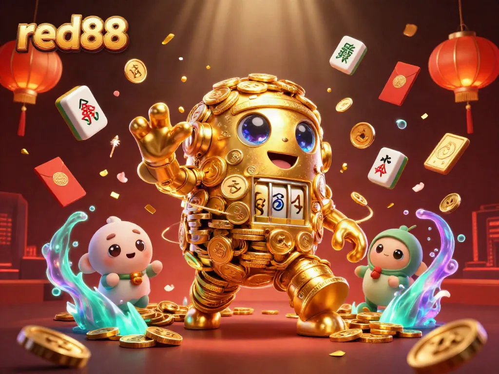 Experience thrilling gameplay with red88 featuring a golden golem and vibrant casino elements.