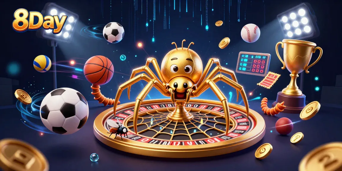 Experience thrilling bets at 8Day's dynamic casino scene with unique characters and vibrant action.